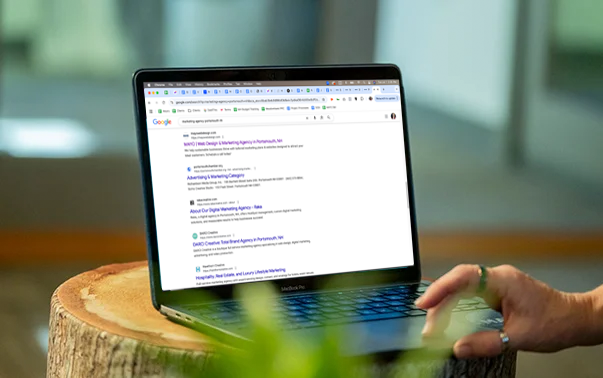 search engine results page (SERP) view on a laptop